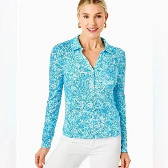 Lilly Pulitzer Reema Long Sleeve Top in Resort White Took Me By Sunrise Size XXS - Picture 2 of 6